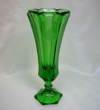 Fostoria Coin Glass 8 " Vase In Emerald Green