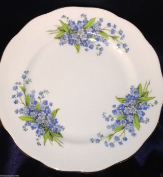 Queen Anne England Qua3 Forget Me Not Salad Plate 8 1/4 " Gold Trim Flowers