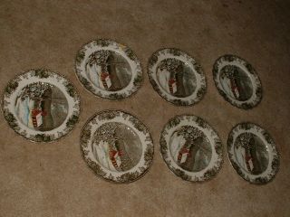 7 Johnson Brothers Friendly Village The School House Dinner Plates 9 7/8 "