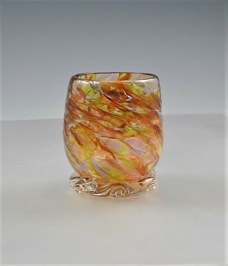 Glassware/votive Usa Hand Blown Art Glass (apricot/gold)