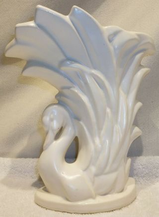 Vintage Mccoy Art Pottery Matte White Swan Vase
