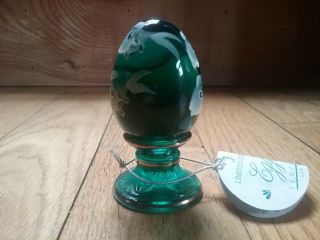 Fenton Hand Painted Forrest Green With White Fish Limited Edition Egg 2432/2500 2