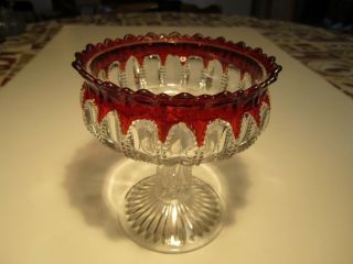 Antique Mckee Circa 1901 Eapg Ruby Stain The Prize Jelly Compote Dish
