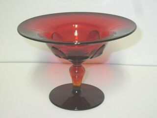 Ruby Red Moondrops 4 " Flared Comport / Martinsville Glass Co