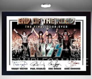 Kiss End Of The Road American Rock Band Signed Autograph Pre - Print Photo Framed