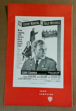 " The Court - Martial Of Billy Mitchell " Gary Cooper Movie Pressbook,  1955