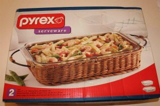 Pyrex Serveware 2 Pc Set 9 " X 13 " Baking Dish With Basket Set