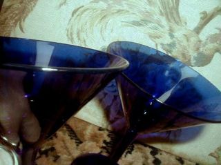 2 Ralph Lauren Cobalt Blue Waterford Crystal MARTINI Glasses 22K Gold Rim NWT 4