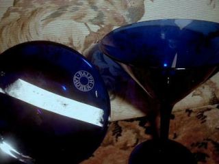 2 Ralph Lauren Cobalt Blue Waterford Crystal MARTINI Glasses 22K Gold Rim NWT 5