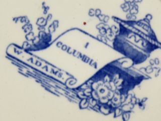 W Adams Columbia Blue Transferware Plate 9.  75 