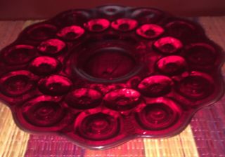 L E Smith Moon & Stars Ruby Red Amberina Pedestal Cake Plate