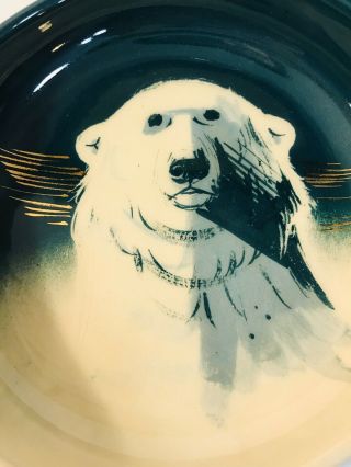 Vintage Alaska Matthew Adams Polar Bear Pottery Bowl Signed 3