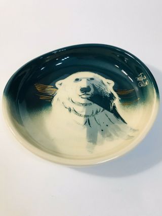 Vintage Alaska Matthew Adams Polar Bear Pottery Bowl Signed 6