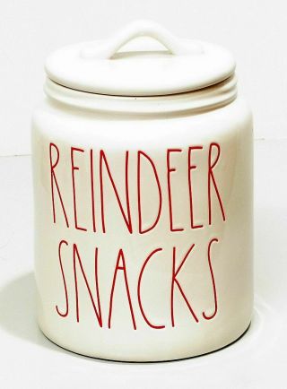 Rae Dunn Reindeer Snacks Christmas Canister Farmhouse Cookie Jar By Magenta