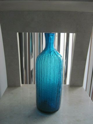 Mid Century Blenko Turquoise/blue Ribbed Vase