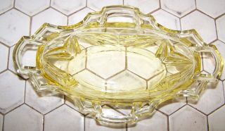 Indiana Glass,  Art Deco.  610 Pyramid Pattern,  Yellow Pickle Dish/bowl.