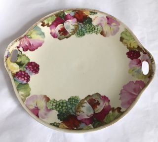 Antique Royal Austria O &e G Hand Painted Cake Plate Artist Signed