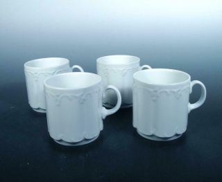 Rosenthal China Set (4) Monbijou All White Porcelain Coffee Tea Mugs Htf Excl