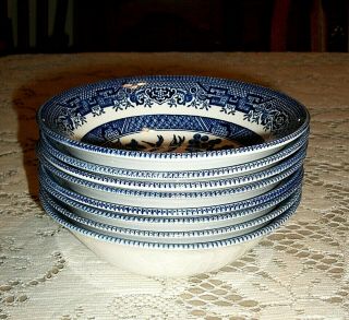 8 Blue Willow Churchill 6 " Fruit Bowls Made In Staffordshire England