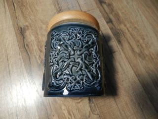 Celtic Porcelain Ceramic Jar With Wooden Lid By Wade Ireland Stash Herb A3