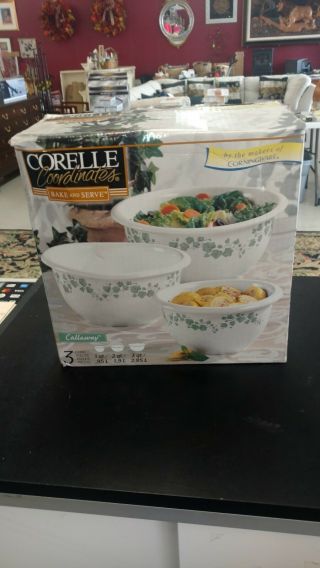 Corelle Coordinates Bake And Serve Callaway Bowls Set (3) Corningware