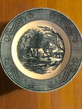 Currier And Ives “old Grist Mill” 10in.  Plates,  Set Of 10 Exc Vintage Cond