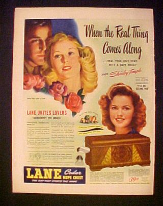 1945 Shirley Temple Movie Star Memorabilia Lane Cedar Hope Chest Trade Promo Ad