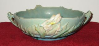 Vintage Roseville Art Pottery Usa Iris Console Bowl Light Blue 361 - 8 "