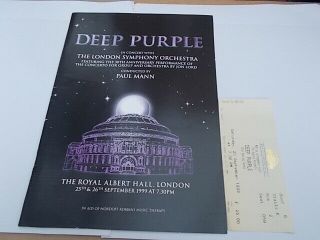 Deep Purple & The London Symphony1999 Programme And Ticket From Albert Hall