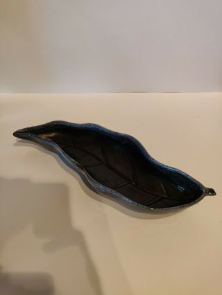 Vintage And Rare Roseville Pottery Blue And Black Leaf Bowl - 532 - 15