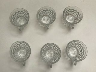 6 Fostoria American Crystal Punch Bowl Cups - 2 3/8 " Hard To Find
