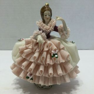 Made In Germany Dresden Style Porcelain Lace Figurine