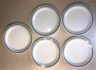 5 - Corelle By Corning Indigo 8 - 1/2” Luncheon Plates Made In The Usa