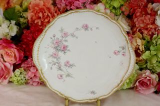 Very Fine,  Exceptional,  Haviland Chop Plate (12.  5 ") Double Gold,  Pink Roses