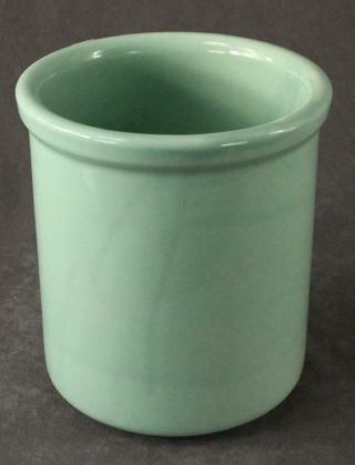 Vintage Kitchen Hall Pottery Green Stoneware UTENSIL CROCK 302 7 