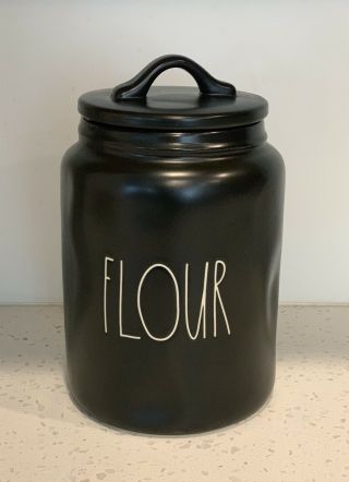 Htf Rae Dunn – Flour Large Canister – Black Matte Many Dimples Ll Jar Pantry