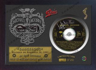 Michael Jackson Signed Framed Photo And " Dangerous " Cd Disc Presentation Display