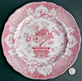 Antique Staffordshire Pearlware Red Transferware Plate Japanese Alcock Floral