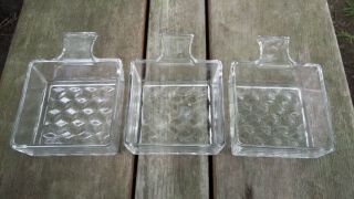 Set Of 3 Fostoria American Clear Individual Square Appetizer Dishes Handled