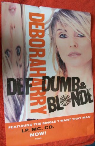 Deborah Harry Def Dumb & Blonde Rare Uk Promotional Poster 75 X 50cms
