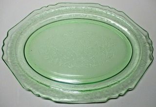 Hazel Atlas Depression Glass " Florentine 1 Green " Oval Serving Platter 11 1/2 "