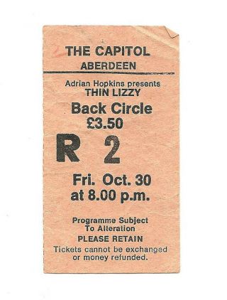 Thin Lizzy Concert Ticket Stub 1981 Renegade Tour