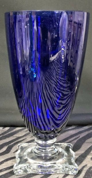 1 Seneca COBALT BLUE 903 Iced Tea Goblet w/Clear Square Foot 5 & 7/8 in. 2