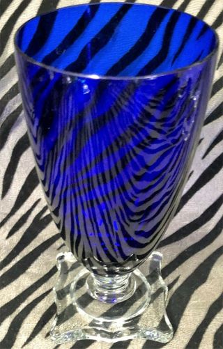 1 Seneca COBALT BLUE 903 Iced Tea Goblet w/Clear Square Foot 5 & 7/8 in. 3
