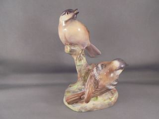 Vintage Royal Worcester Bone China Porcelain Double Cole Tits Bird Figure 3376