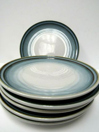 Vtg Noritake Stoneware Sorcerer Set Of Six Salad Plates 8 1/8 " Blue 8620 Japan