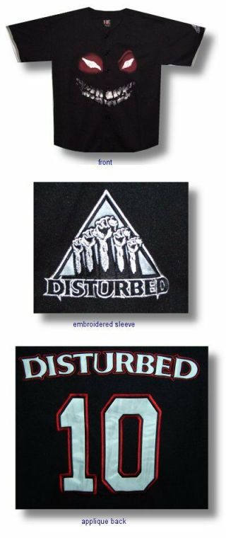 Disturbed - Face 10 Button Down Baseball Jersey - Xlarge To U.  S.