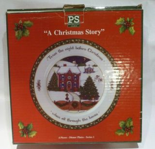 Portmeirion A Christmas Story 4 Dinner Plates 10.  5 " Susan Winget Fine Porcelain