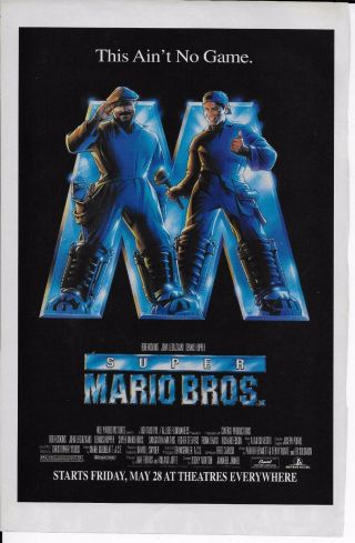 Vintage 1993 Mario Bros.  Print Ad For Movie Promo Live Action Brothers