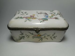 18th C.  Veuve Perrin French Faience Tin Glazed Hand Painted Hinged Dresser Box 2